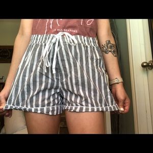 Grey&White Striped Shorts
